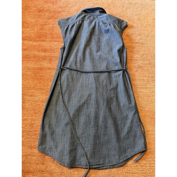 Old Navy women sleeveless chambray button front belted shirtdress blue size L - Picture 7 of 8